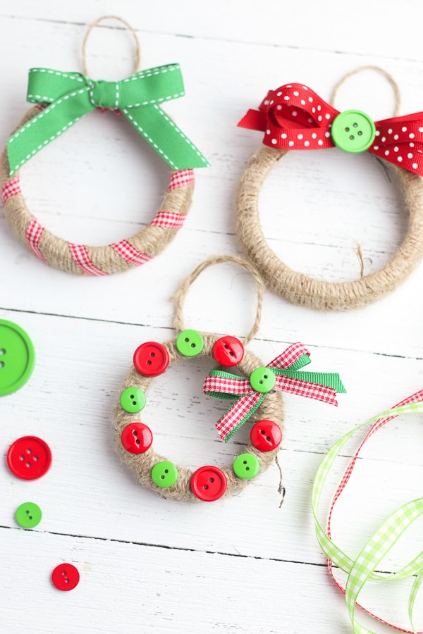 DIY Christmas ornament ribbon buttons