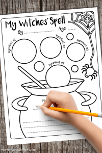 Halloween printable witches' spell activity for kids