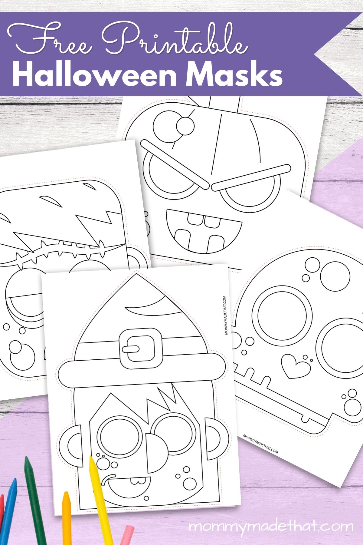 Cat mask kids Halloween - Printable coloring craft by - Happy Paper Time