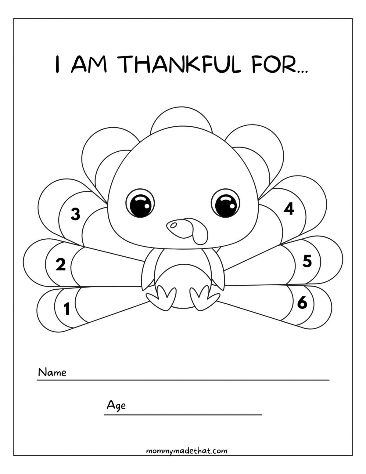 free thankful turkey printable