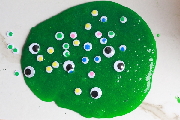 Adding googly eyes to the monster slime