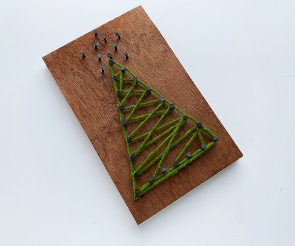 decorative christmas tree art made from string