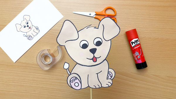 cute puppy craft stick puppet