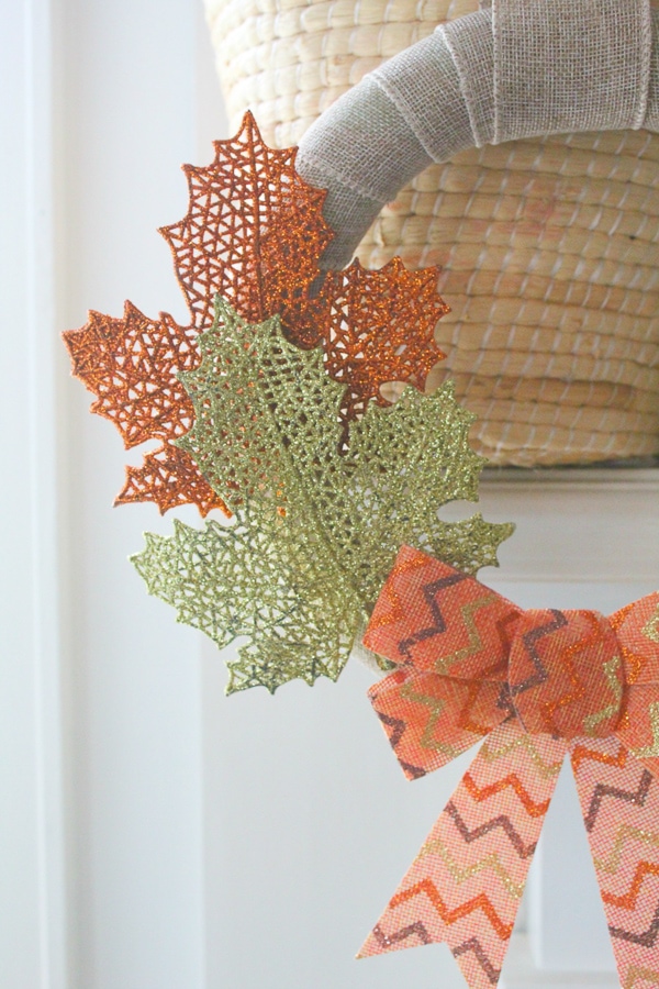 DIY dollar store fall wreath leaves