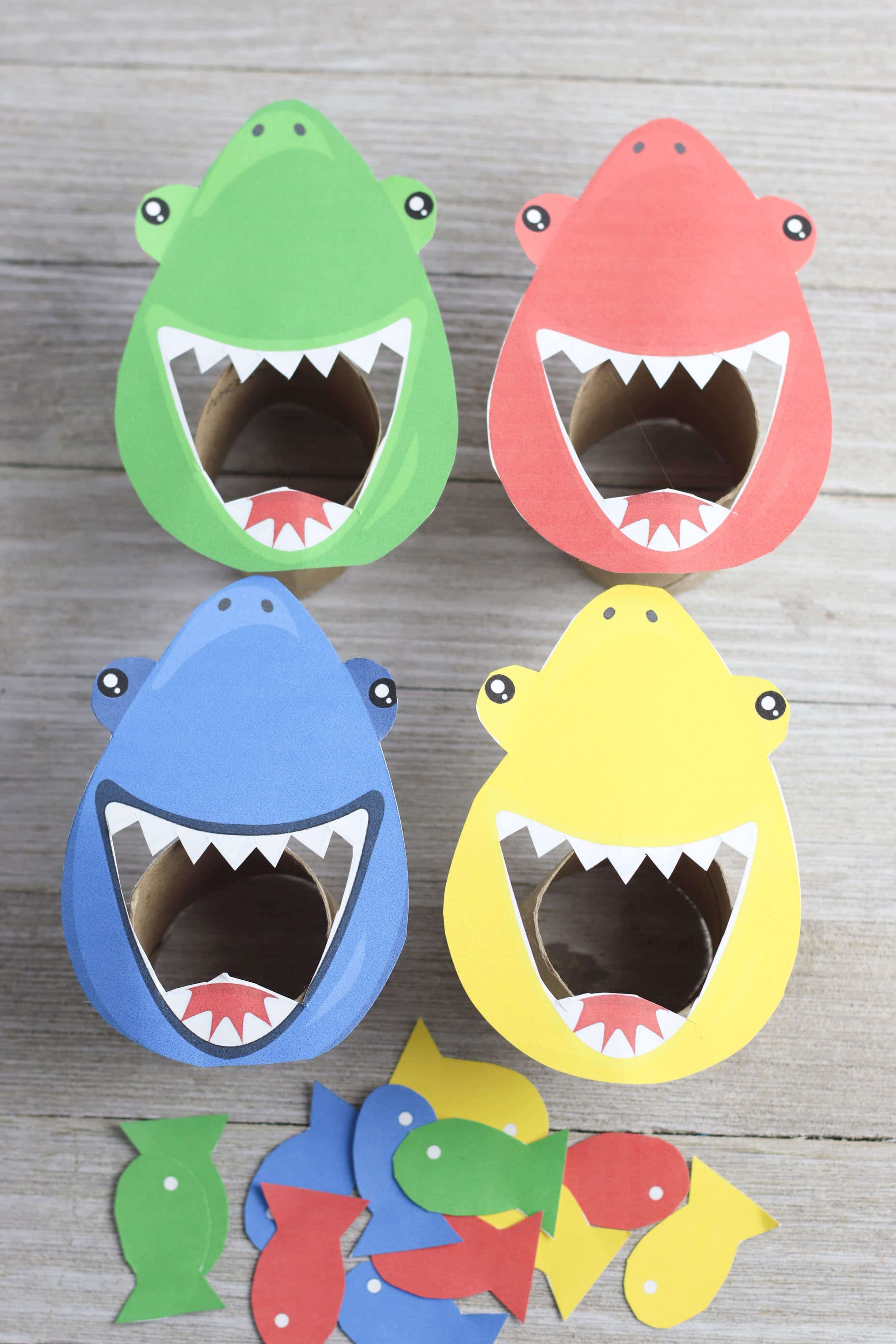 Shark acitivity for preschoolers color sorting game