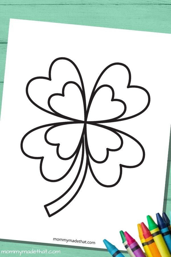 four leaf clover template coloring page