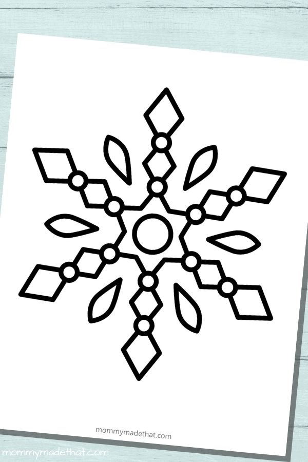 Large snowflake template for coloring page