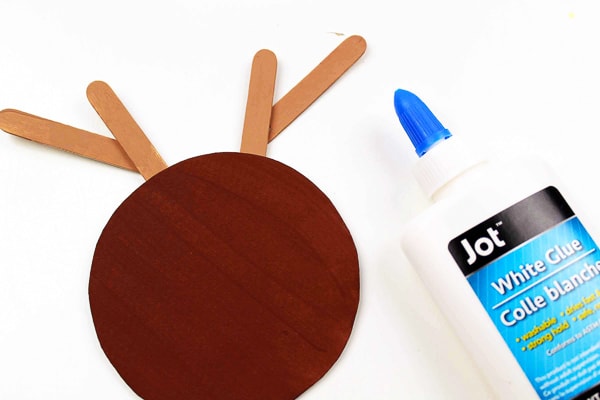 gluing antlers on rudolph ornament craft