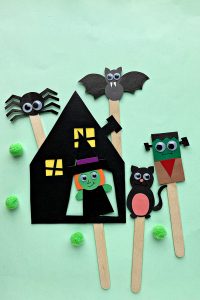 Cute halloween puppets on popsicle sticks