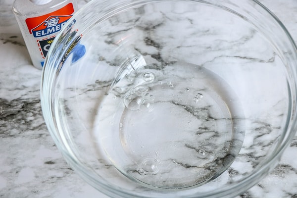 clear glue in a mixing bowl to make fall slime