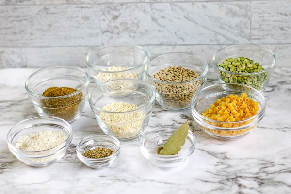 Ingredients used for for friendship soup in a jar