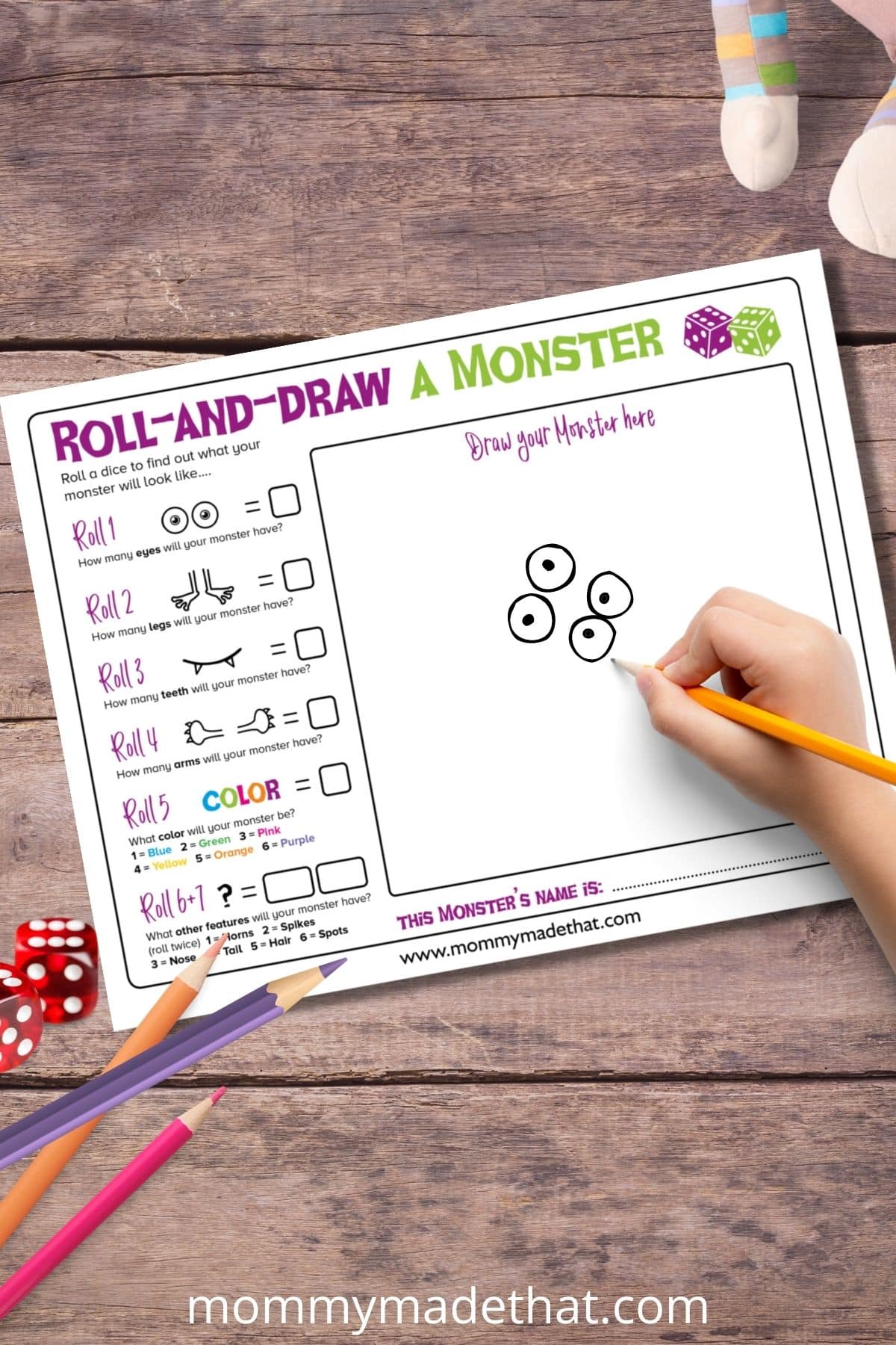 Roll & Draw Monsters Drawing Game