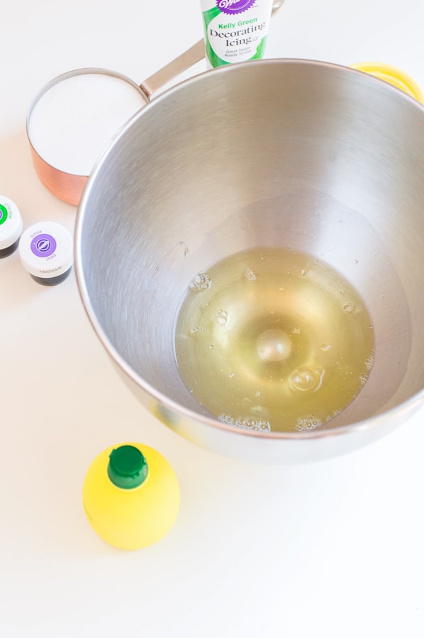 egg whites in mixing bowl to make monster cookies