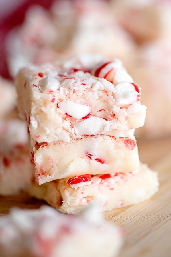 Peppermint Fudge stacked on top of itself