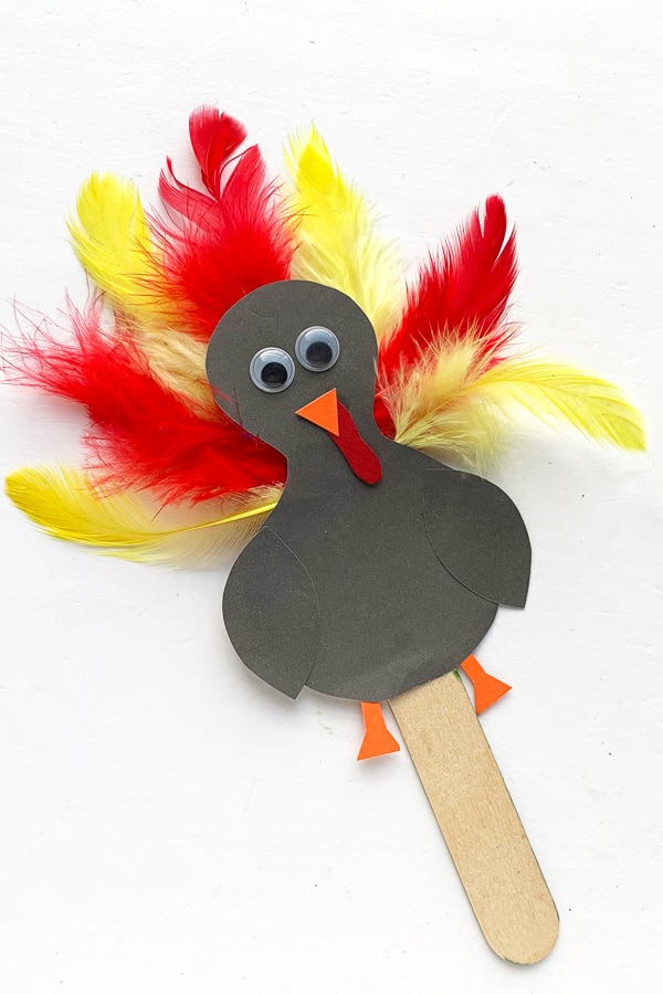 paper turkey craft with popsicle stick