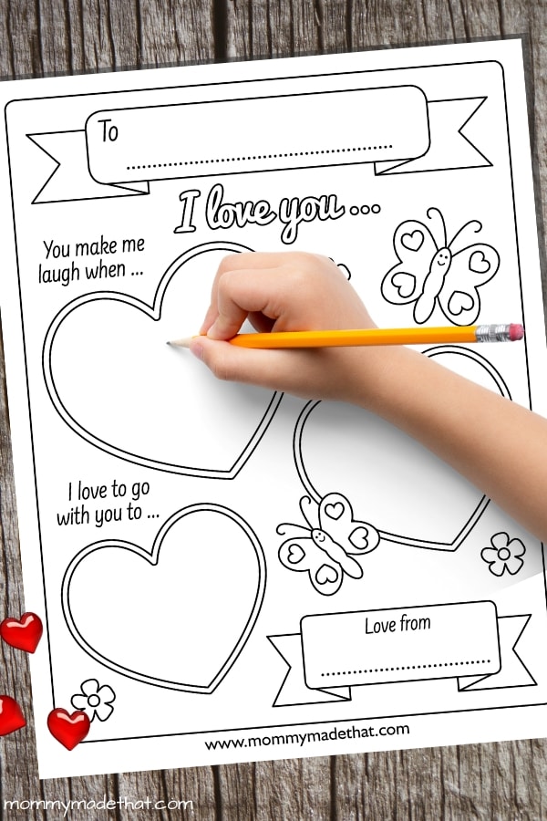 I love you because printable activity for kids
