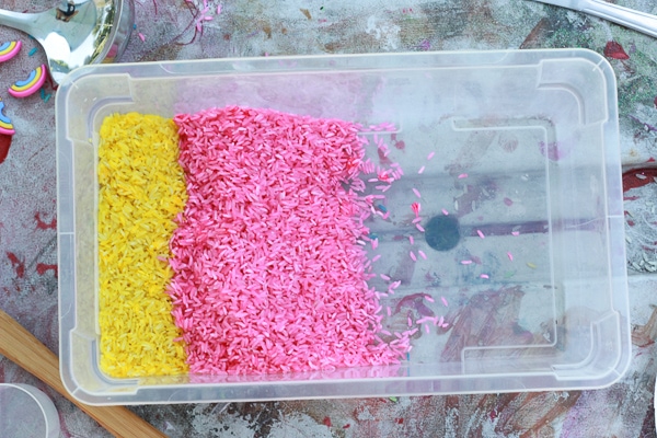 rainbow rice bin tutorial