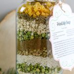 Soup mix layered in glass jar for a gift