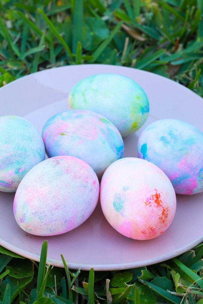 Whipped Cream dyed easter eggs